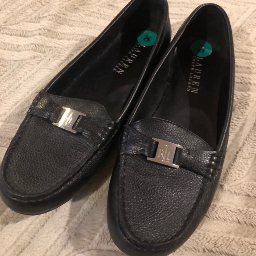 Ralph Lauren Carley Flats Loafers Size 8 Black NEW